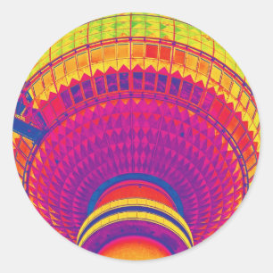 Tv Tower (Fernsehturm), Berlin, Rainbow Colour (tv Classic Round Sticker