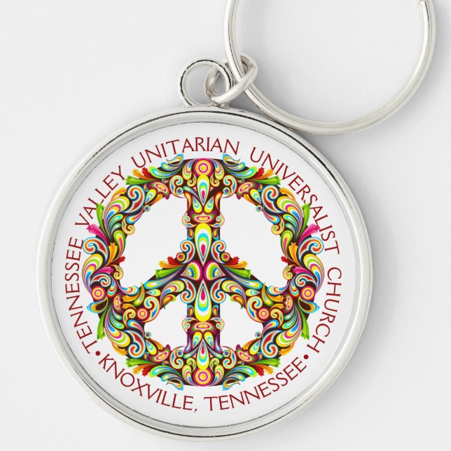 TVUUC, Beautiful Peace Symbol Key Ring (Front)