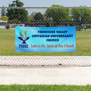 TVUUC Chalice Logo, Blue Background Banner