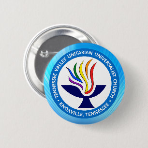 TVUUC Chalice Logo on Blue Rays Background 6 Cm Round Badge