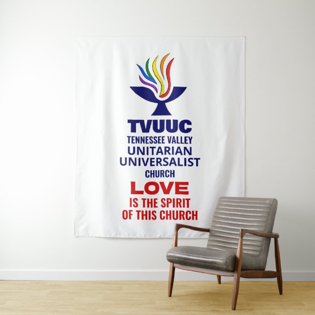 TVUUC Chalice Logo Symbol, Love is the Spirit Tapestry (In Situ)