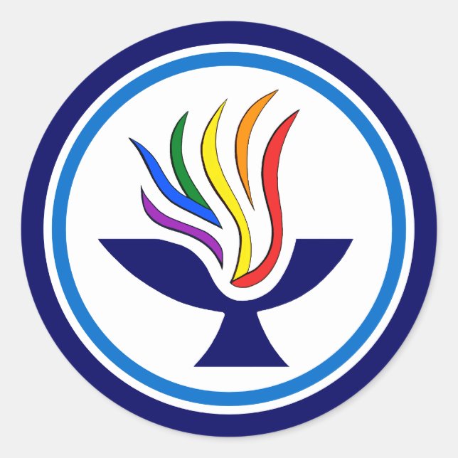 TVUUC Flaming Chalice Logo. Classic Round Sticker (Front)