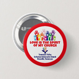 TVUUC Hearts/Hands LOVE is the Spirit 6 Cm Round Badge