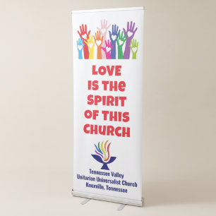 TVUUC Hearts/Hands LOVE is the Spirit Retractable Banner