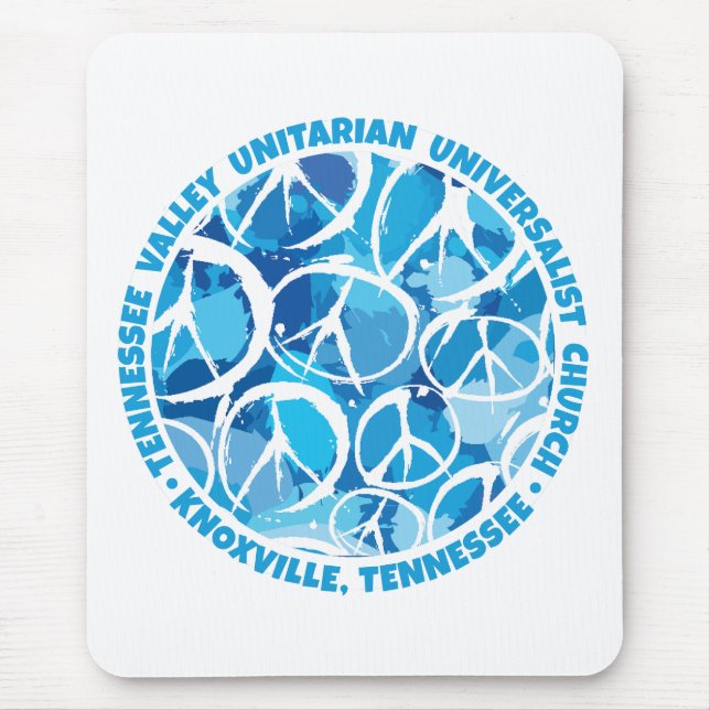 TVUUC Peace Signs in Shades of Blue Mouse Mat (Front)