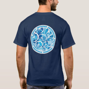 TVUUC Peace Signs in Shades of Blue T-Shirt