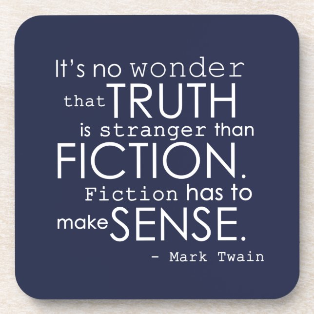 Twain Literary Quote Coaster Set in Dark Blue (Front)