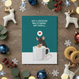 Twas Night Funny Christmas Mouse Greeting Holiday Card