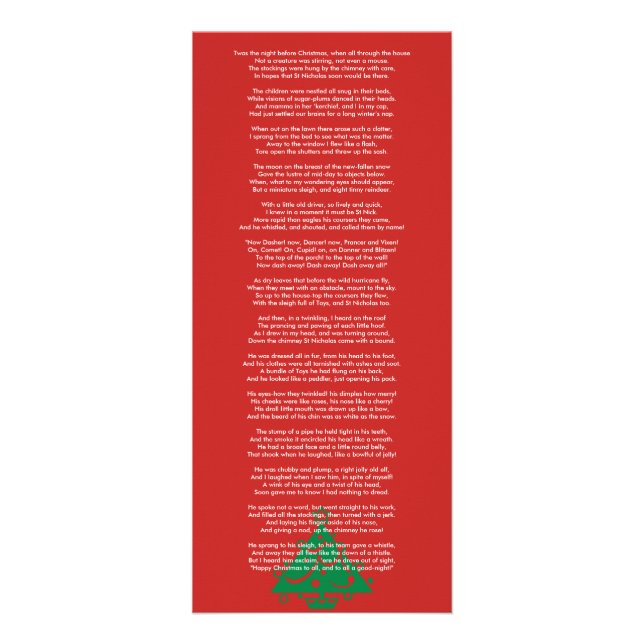 Twas The Night Before Christmas Famous Poem Rack Card (Front)