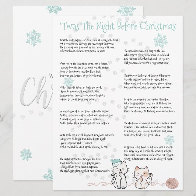 ‘Twas the Night Before Christmas, Funny Cats (Front/Back)