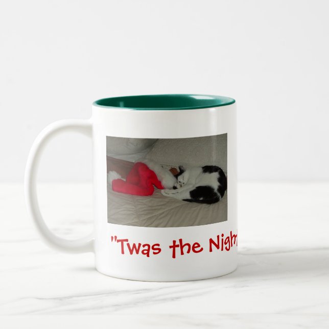 Twas the Night before Christmas Kitten Two-Tone Coffee Mug (Left)