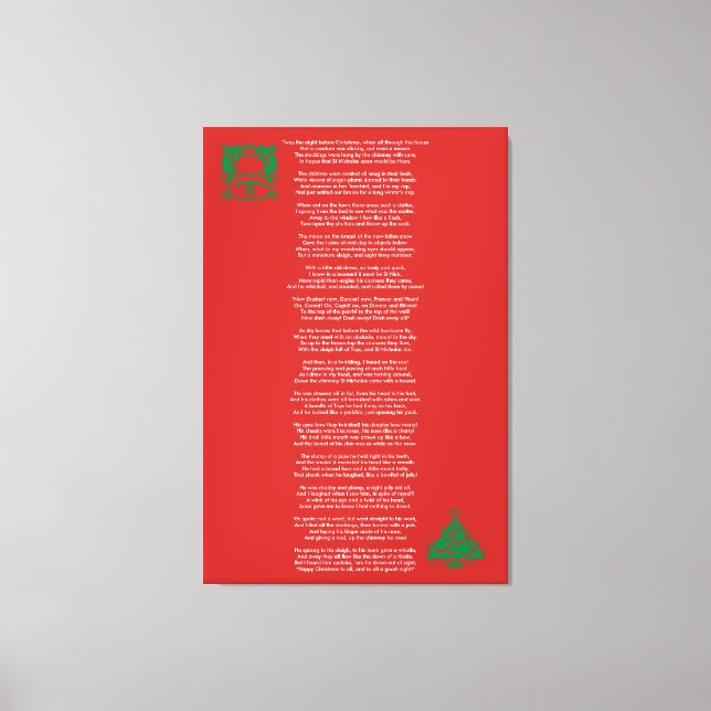 Twas the Night Before Christmas Poem Canvas Print (Front)