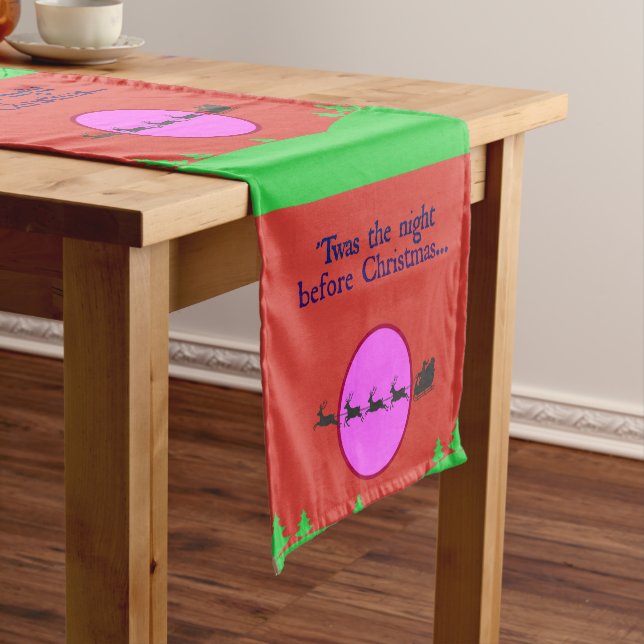 Twas The Night Before Christmas Santa Reindeer  Short Table Runner (In Situ)