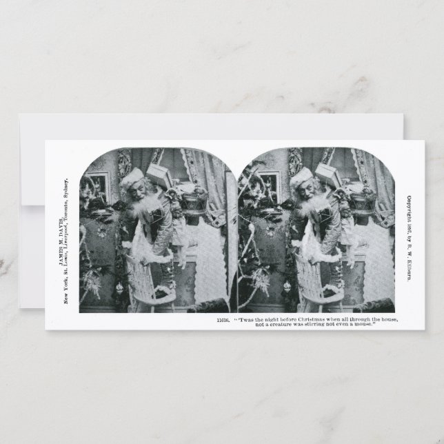 Twas the Night Before Christmas Stereoview 1897 Holiday Card (Front)