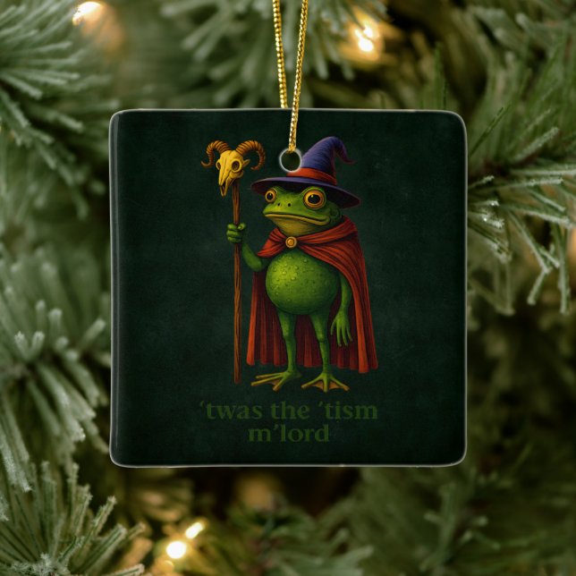 T'was The 'Tism M'Lord Frog Meme Autism Awareness Ceramic Ornament (Tree)