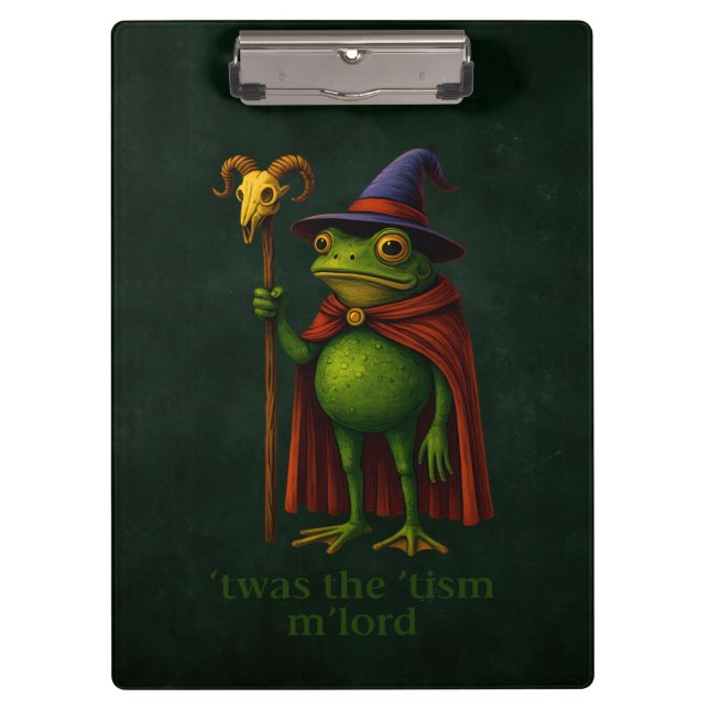 T'was The 'Tism M'Lord Frog Meme Autism Awareness Clipboard (Front)