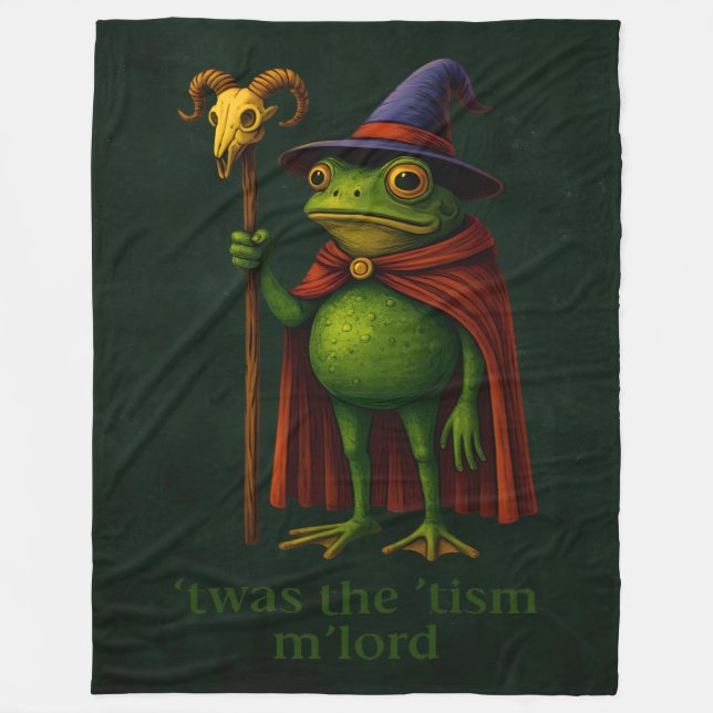 T'was The 'Tism M'Lord Frog Meme Autism Awareness Fleece Blanket (Front)