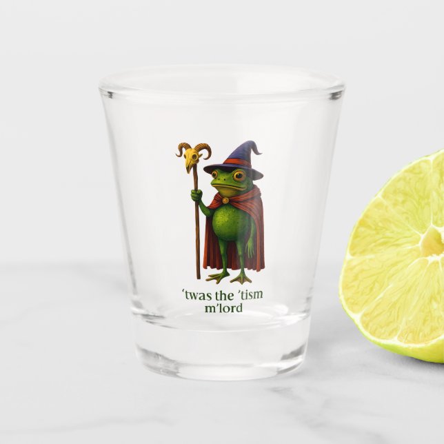 T'was The 'Tism M'Lord Frog Meme Autism Awareness Shot Glass (Front)