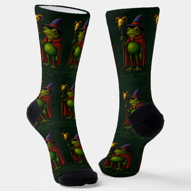 T'was The 'Tism M'Lord Frog Meme Autism Awareness Socks (Angled)