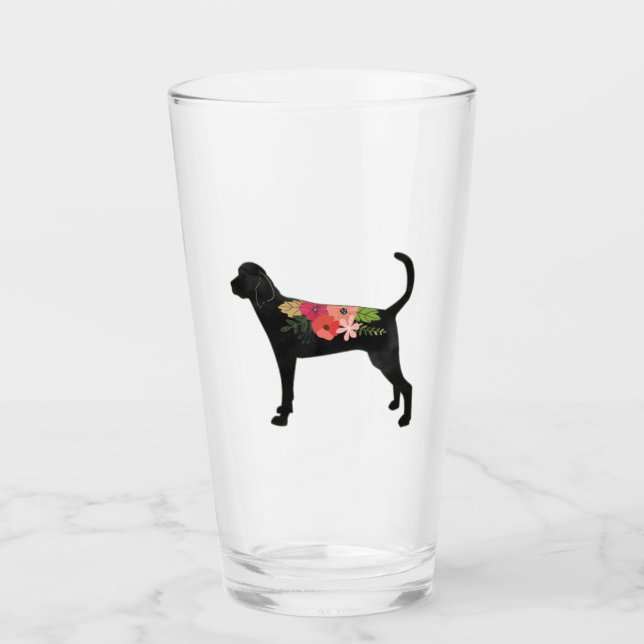 TWC Dog Breed Boho Foral Silhouette Glass (Front)