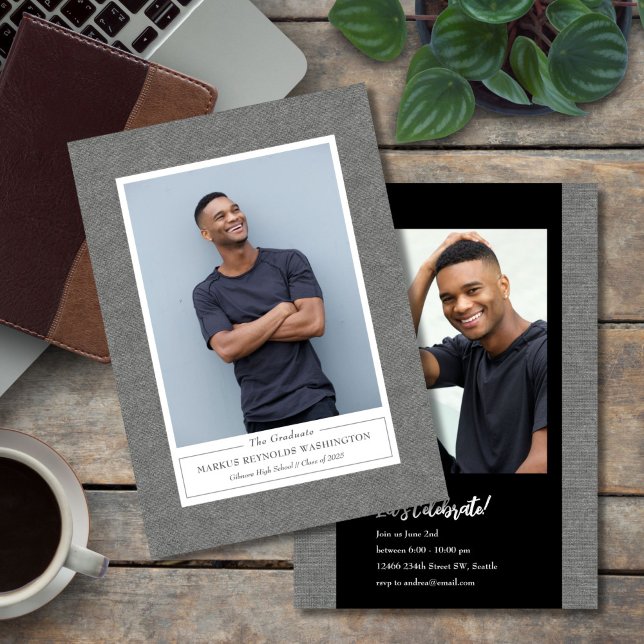 Tweed Frame Photo Graduation Invitation (Creator Uploaded)