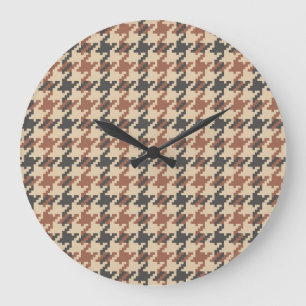 Tweed Goose Foot Vintage Pattern Large Clock