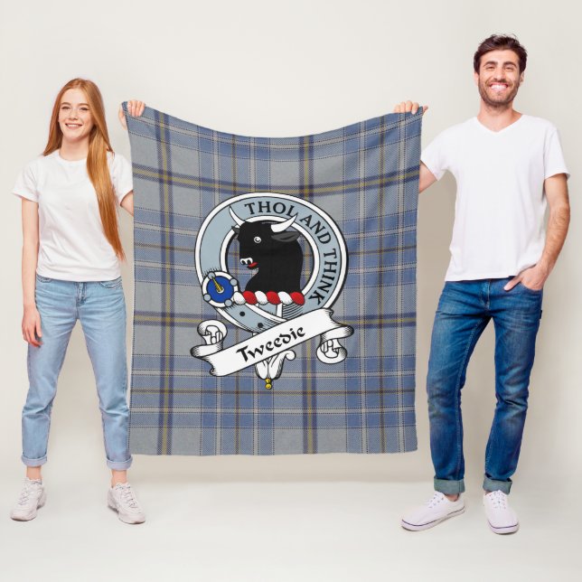 Tweedie Clan Badge Tartan Plaid Fleece Blanket (In Situ)