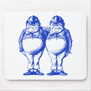 Tweedle Dee and Tweedle Dum Inked Blue Mouse Mat