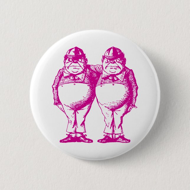 Tweedle Dee and Tweedle Dum Inked Pink 6 Cm Round Badge (Front)