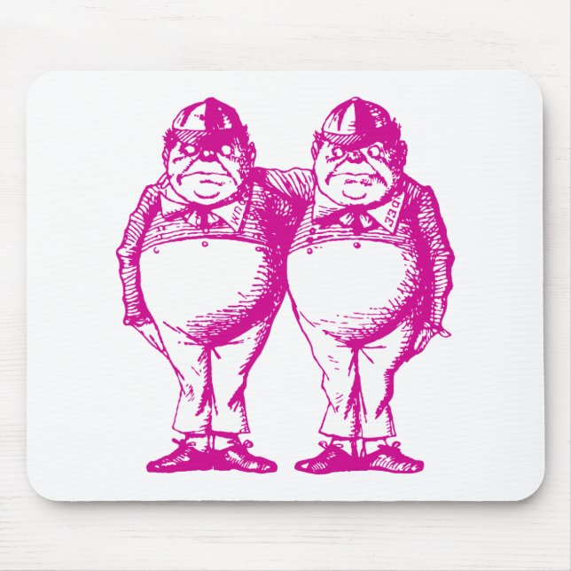Tweedle Dee and Tweedle Dum Inked Pink Mouse Mat (Front)