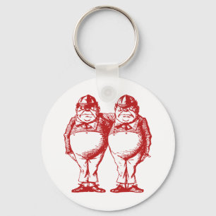 Tweedle Dee and Tweedle Dum Inked Red Key Ring