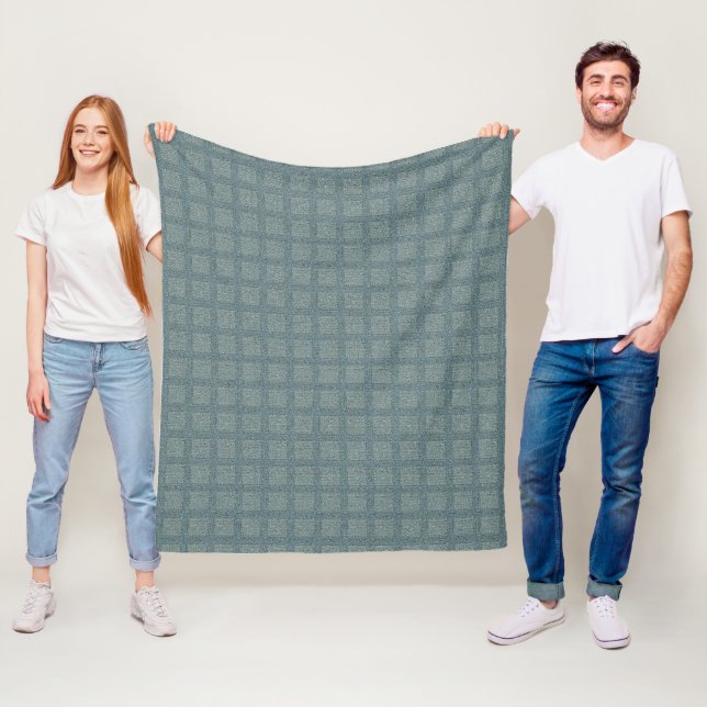 Tweedy Wool Grey and Sage Fleece Blanket (In Situ)