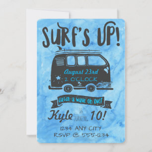 Tween Birthday - Surf Theme Invitation