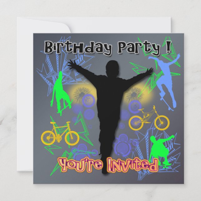 Tween Boy's Birthday Party Invitations (Front)