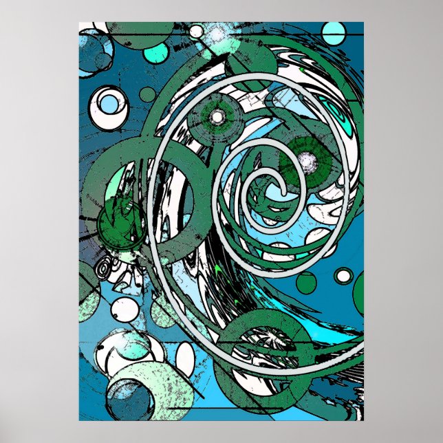 Tween Circles - Blue / Green Abstract Poster (Front)