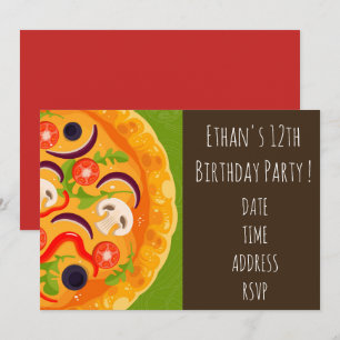 Tween or teen pizza birthday party invitation