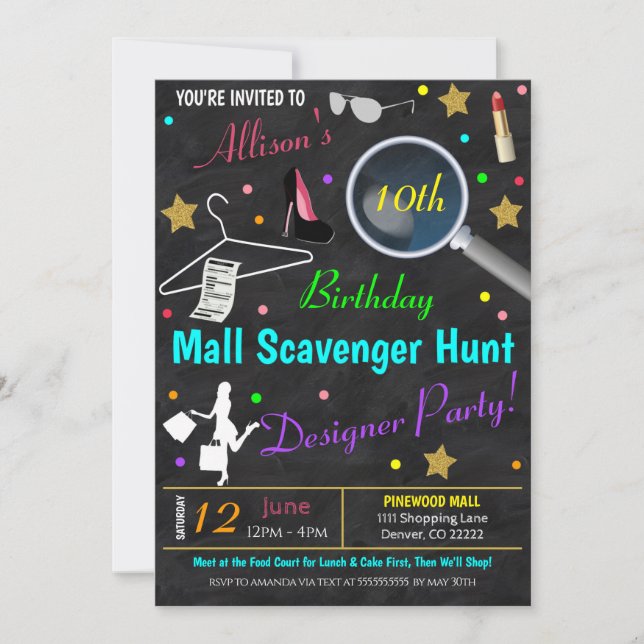Tween Teen Birthday Party Invitation (Front)