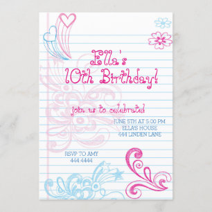 Tween Teenager Birthday Party Invitations