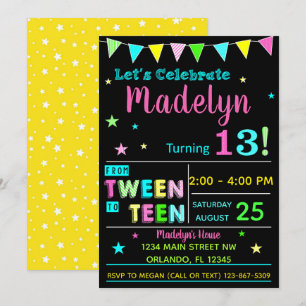 Tween to Teen 13th Birthday Invitation I Teenager