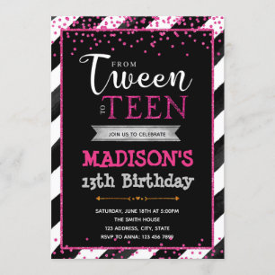 Tween to teen birthday party invitation