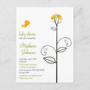 Tweet Bird   Orange Baby Shower Custom Postcard
