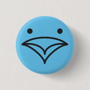 Tweet Funny Little Blue Bird of Happiness Face 3 Cm Round Badge