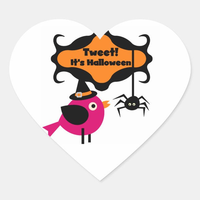 Tweet Halloween T-shirts and Gifts Heart Sticker (Front)