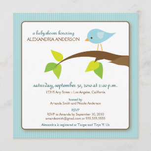 Tweet Tweet Custom Baby Shower Invitation (blue)