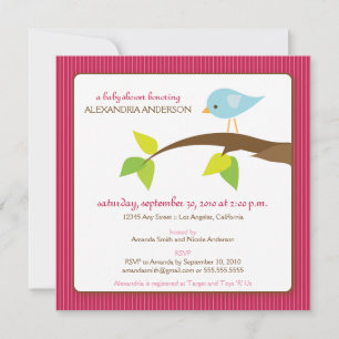 Tweet Tweet Custom Baby Shower Invitation (rose)