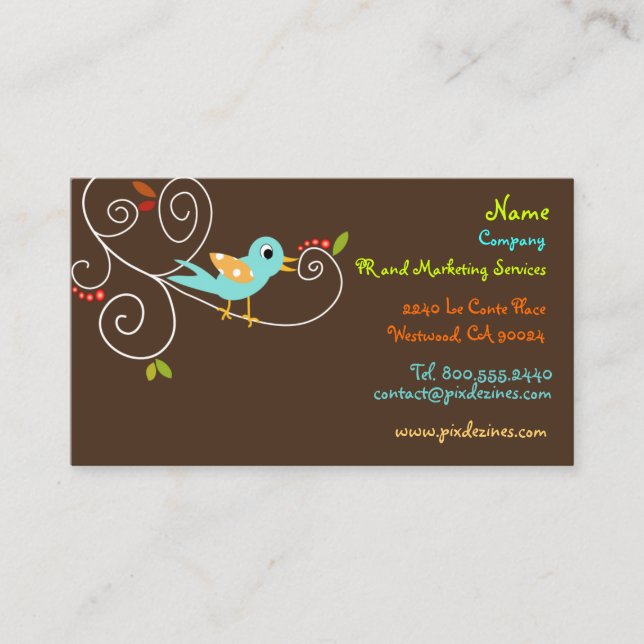 Tweet, tweet.. SEO Marketing/DIY background colour Business Card (Front)
