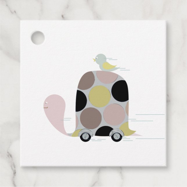 Tweeter on a Turtle Favour Tags (Front)