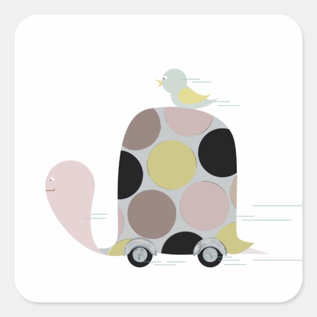 Tweeter on a Turtle Square Sticker (Front)