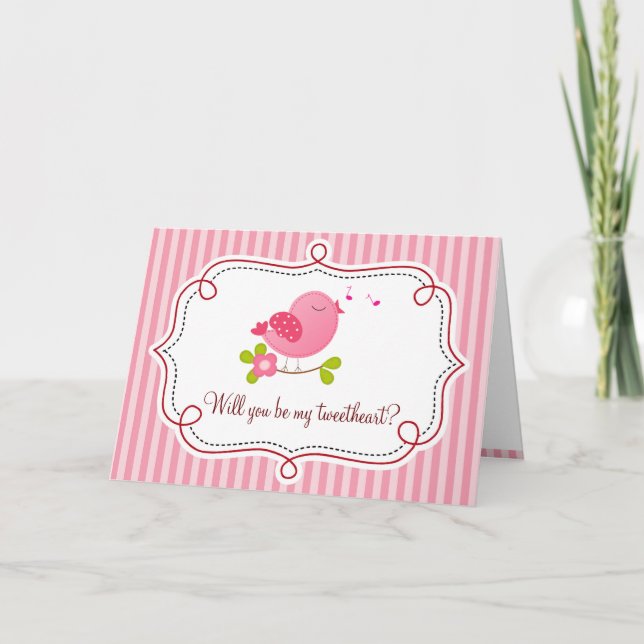 Tweetheart Bird Valentine's Day Card (Pink) (Front)
