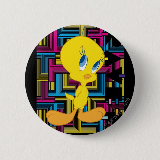 Tweety Electronic Colour 6 Cm Round Badge (Front)